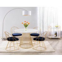 Lumisource DT-CANARY2 AUW Canary Contemporary/Glam Dining Table in Gold Metal and White Top